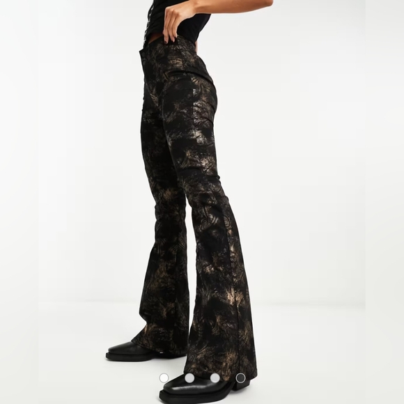 Free People Jayde Metallic Detail Flared Jeans In Black - Picture 4 of 11